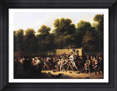 Framed Distribution of Food and Wine on the Champs-Elysees Print