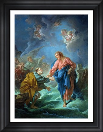 Framed St. Peter Invited to Walk on the Water Print
