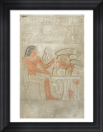 Framed Stela depicting the deceased before an offering table Print