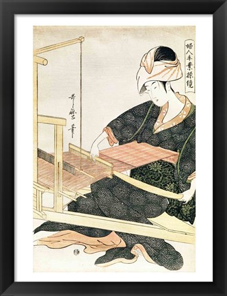 Framed Woman Weaving Print