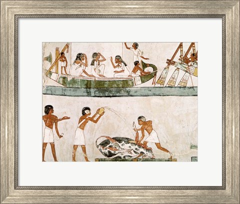 Framed Sacrifice and purification of a bull, and a sailing ritual, from the Tomb of Menna Print