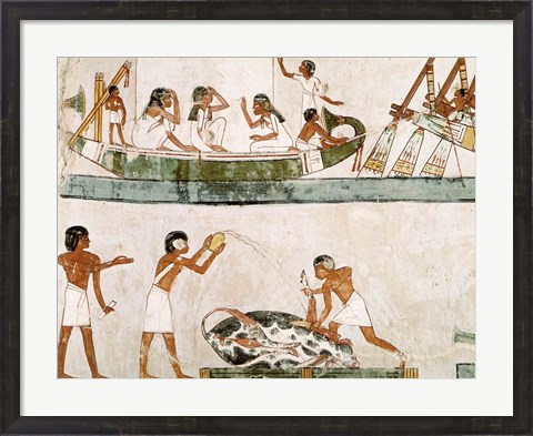 Framed Sacrifice and purification of a bull, and a sailing ritual, from the Tomb of Menna Print