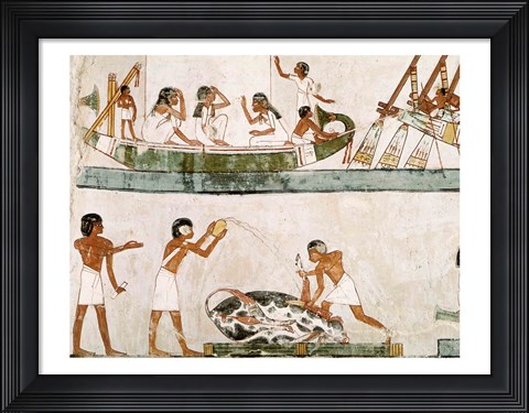Framed Sacrifice and purification of a bull, and a sailing ritual, from the Tomb of Menna Print