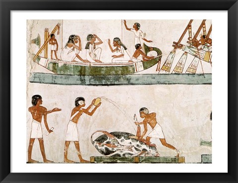 Framed Sacrifice and purification of a bull, and a sailing ritual, from the Tomb of Menna Print