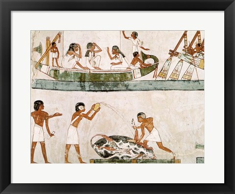 Framed Sacrifice and purification of a bull, and a sailing ritual, from the Tomb of Menna Print