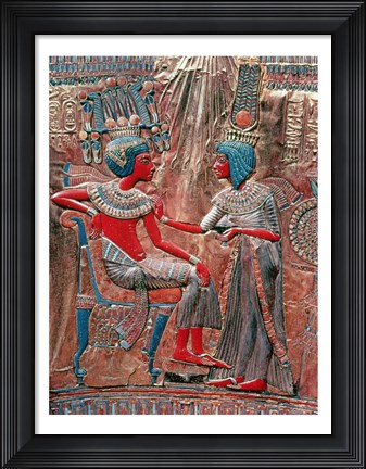 Framed back of the throne of Tutankhamun Print