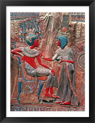 Framed back of the throne of Tutankhamun Print