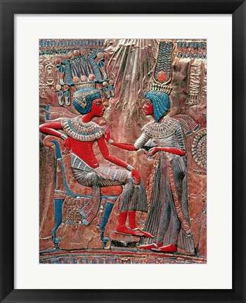 Framed back of the throne of Tutankhamun Print