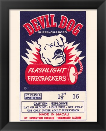 Framed Devil Dog Firecrackers Print