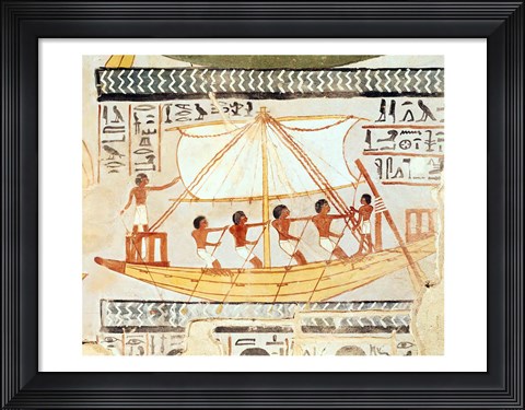 Framed Boatmen on the Nile, from the Tomb of Sennefer Print