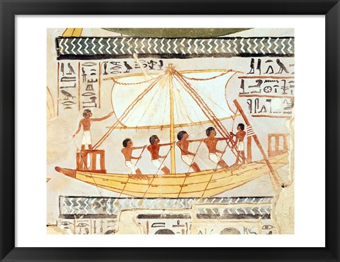 Framed Boatmen on the Nile, from the Tomb of Sennefer Print