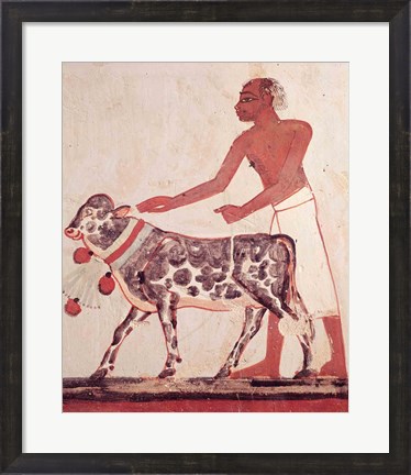 Framed Peasant leading a cow to sacrifice Print