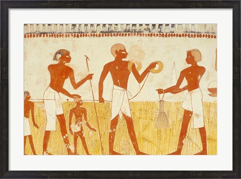 Framed Measuring the land using rope, from the Tomb Chapel of Menna Print