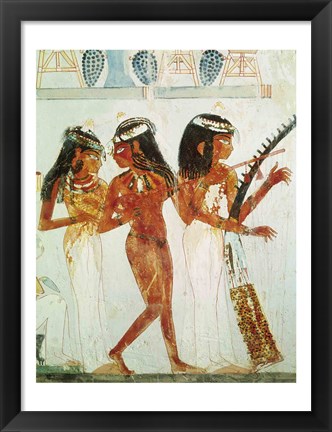 Framed Musicians and a Dancer, from the Tomb of Nakht Print