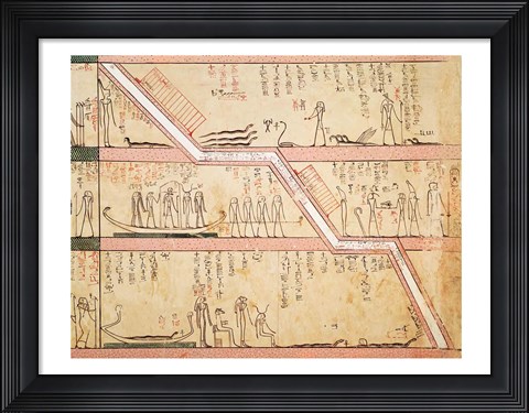 Framed Descent of the sarcophagus into the tomb, from the Tomb of Tuthmosis III Print