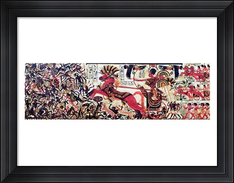 Framed Tutankhamun on his chariot attacking Africans Print