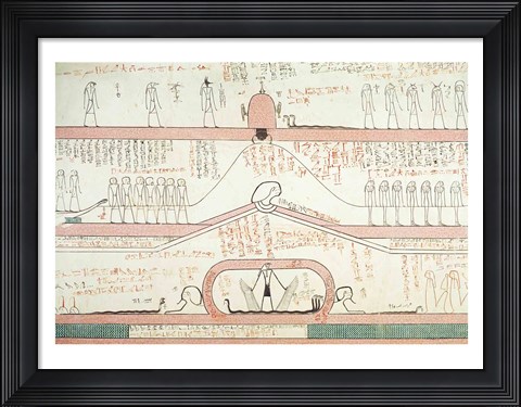 Framed Scene from the Book of Amduat showing the journey to the Underworld Print