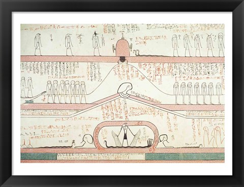 Framed Scene from the Book of Amduat showing the journey to the Underworld Print