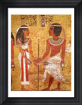 Framed Tutankhamun and his wife, Ankhesenamun Print