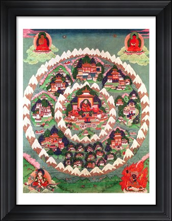 Framed Paradise of Shambhala, Tibetan Banner Print