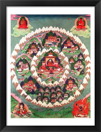 Framed Paradise of Shambhala, Tibetan Banner Print