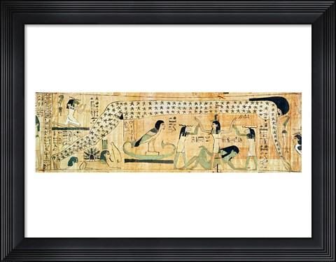 Framed Funerary papyrus of Djedkhonsouefankh depicting Geb and Nut Print