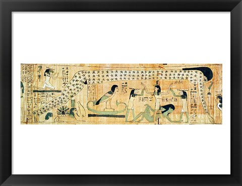 Framed Funerary papyrus of Djedkhonsouefankh depicting Geb and Nut Print