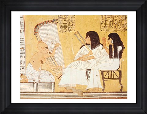Framed deceased and his wife listening to a blind harpist Print