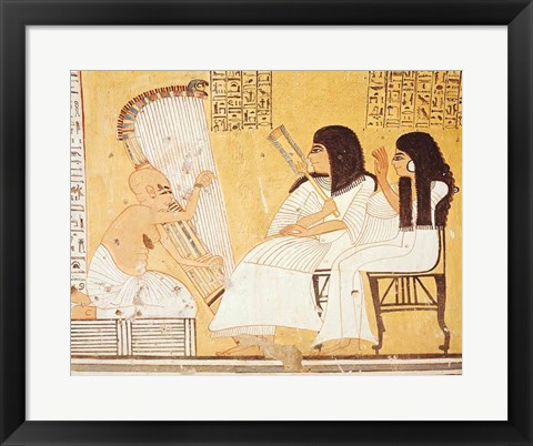 Framed deceased and his wife listening to a blind harpist Print