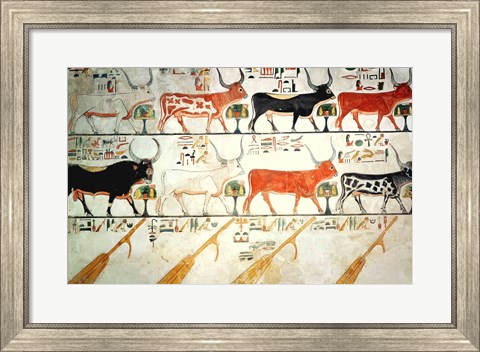 Framed seven celestial cows and the sacred bull and the four rudders of heaven Print