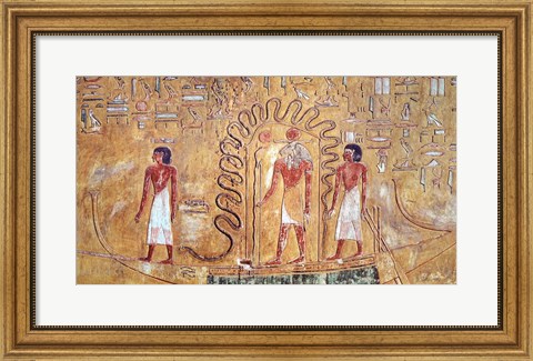 Framed sun god Ra in his solar barque Print