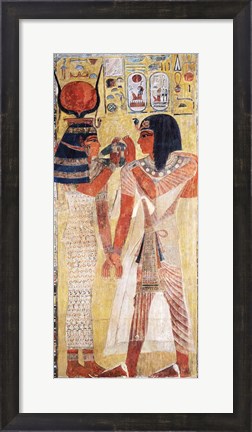 Framed Goddess Hathor placing the magic collar on Seti Print