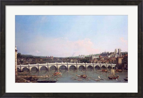 Framed Westminster Bridge from the North with Lambeth Palace in distance Print