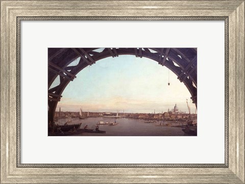 Framed London seen through an arch of Westminster Bridge Print