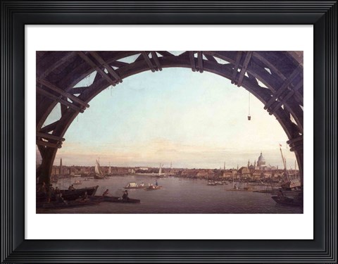 Framed London seen through an arch of Westminster Bridge Print