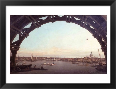 Framed London seen through an arch of Westminster Bridge Print