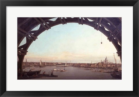 Framed London seen through an arch of Westminster Bridge Print