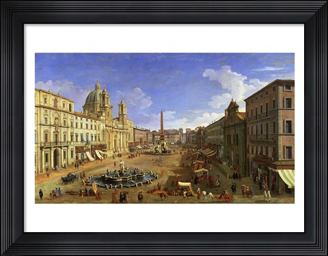 Framed View of the Piazza Navona, Rome Print