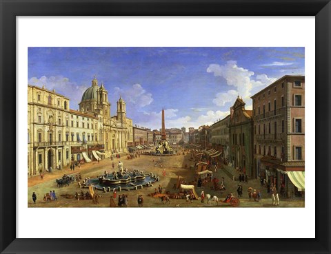 Framed View of the Piazza Navona, Rome Print