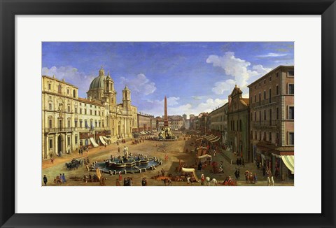 Framed View of the Piazza Navona, Rome Print