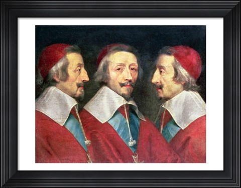 Framed Triple Portrait of the Head of Richelieu, 1642 Print