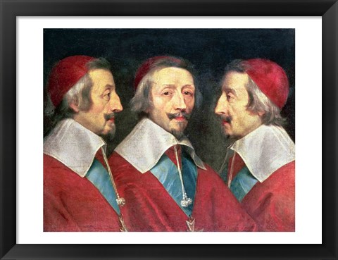 Framed Triple Portrait of the Head of Richelieu, 1642 Print