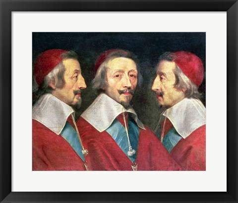 Framed Triple Portrait of the Head of Richelieu, 1642 Print