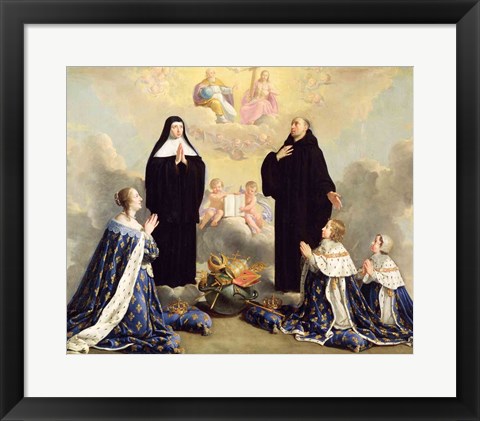 Framed Anne of Austria and her Children at Prayer Print