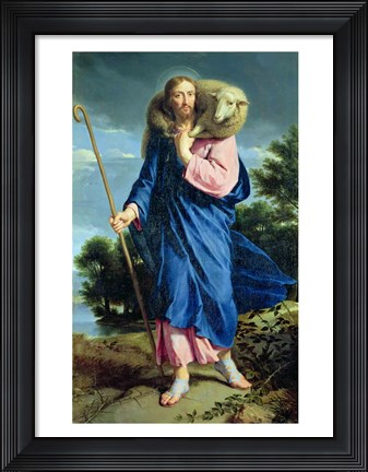 Framed Good Shepherd walking Print