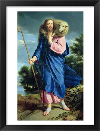 Framed Good Shepherd walking Print