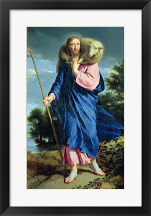 Framed Good Shepherd walking Print