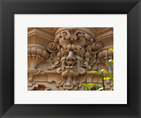 Framed Face In Stone On Buildings Wall Print