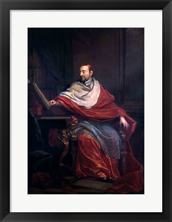 Framed Cardinal Pierre de Berulle Print