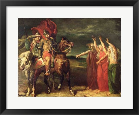 Framed Macbeth and the Three Witches, 1855 Print